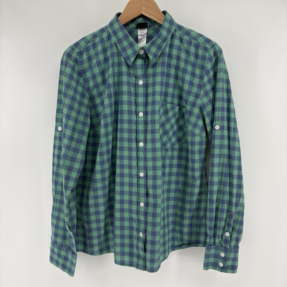 Patagonia Organic Cotton Flannel Shirt Women's Size 10 Plaid Button Front Soft